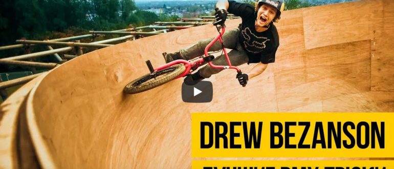BMX. Drew Bezanson: Крутые трюки в воздухе, парковый и уличный вмх стили